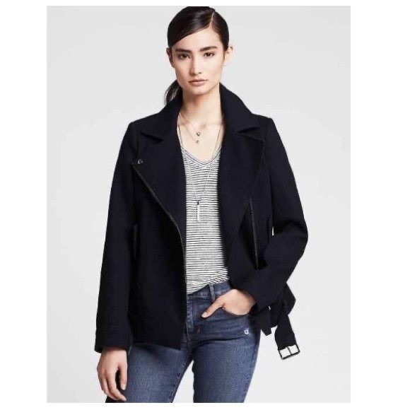 Banana Republic Navy Cotton Moto/Biker jacket - Picture 7 of 7